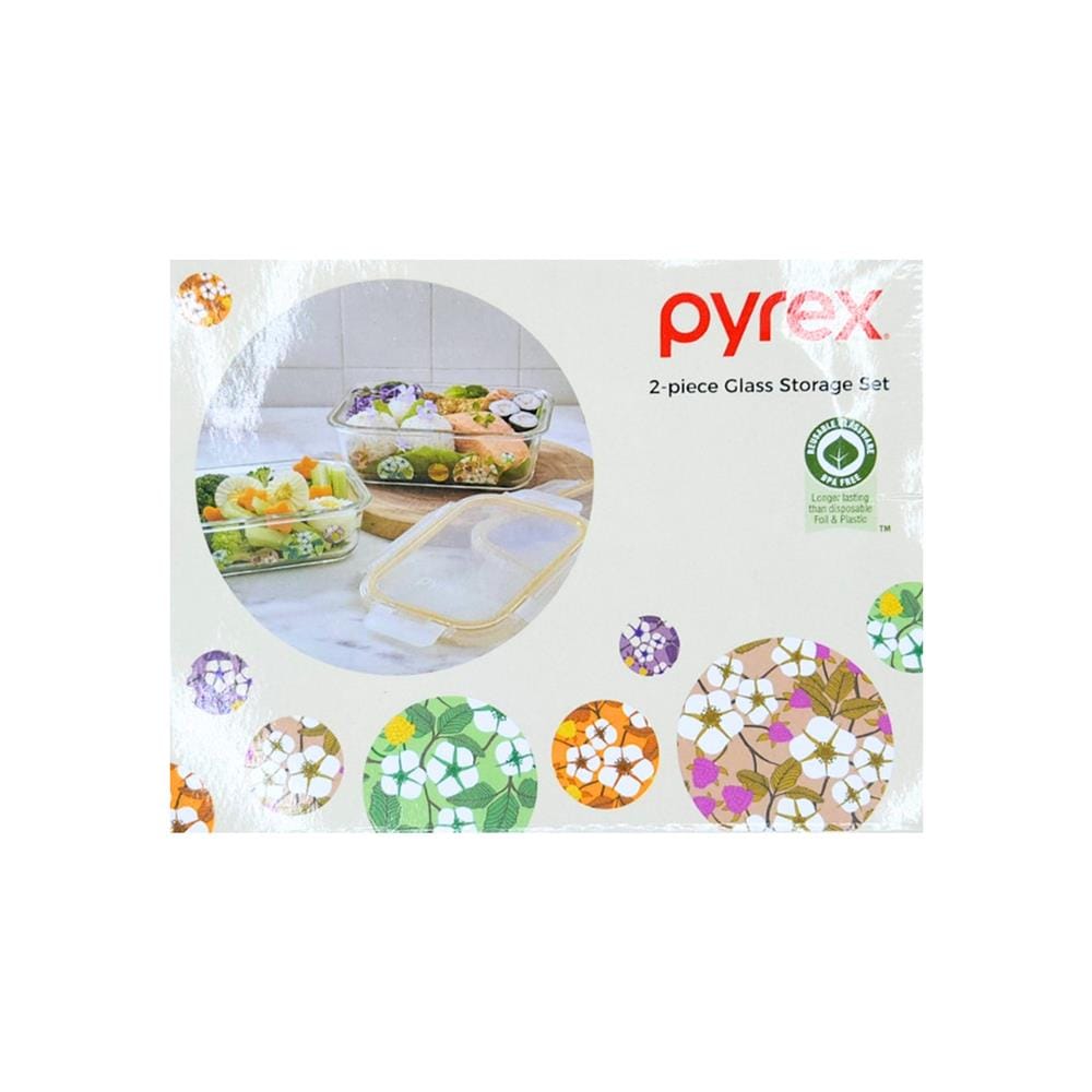 ชุดกล่องอาหารแก้ว PYREX BONBON FLEUR 0.64 ลิตร และ 1.05 ลิตร (แพ็ก 2 ชิ้น)