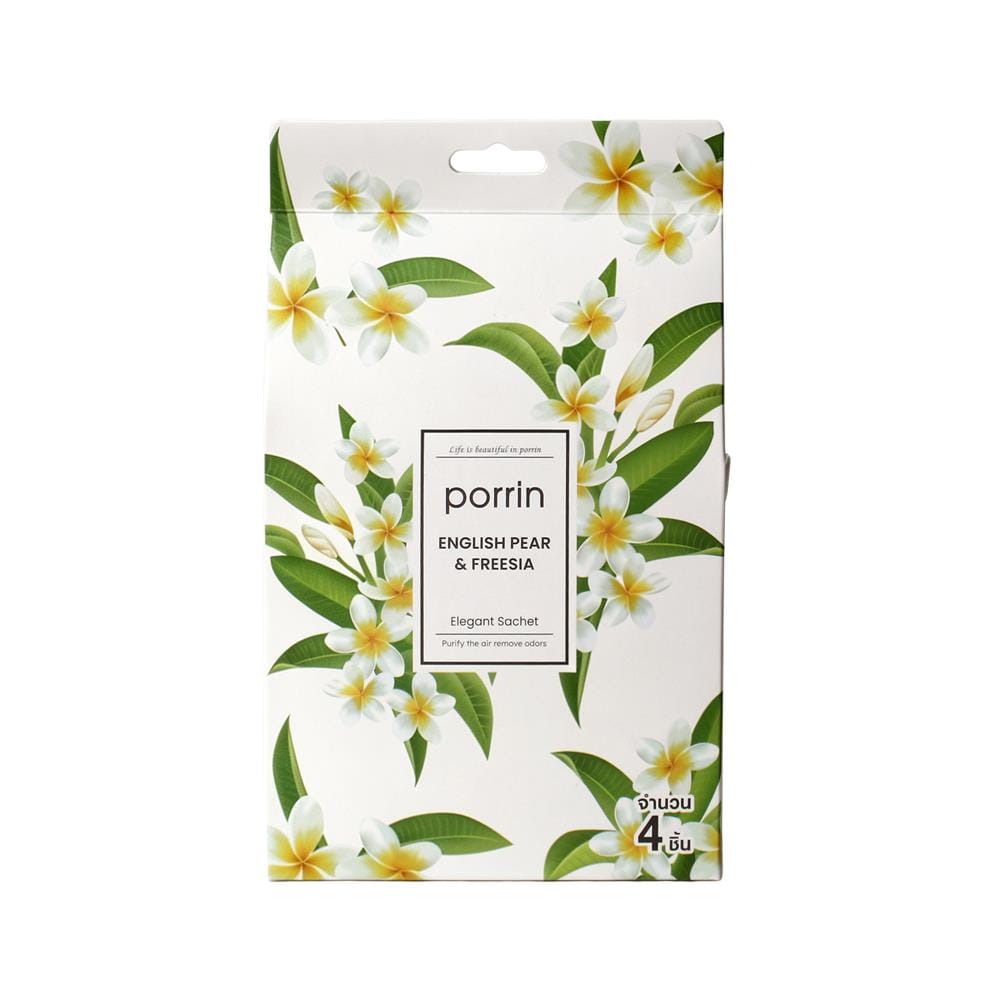 ถุงหอมปรับอากาศ PORRIN ENGLISH PEAR&FRESSIA 20 กรัม (แพ็ก 4 ชิ้น)