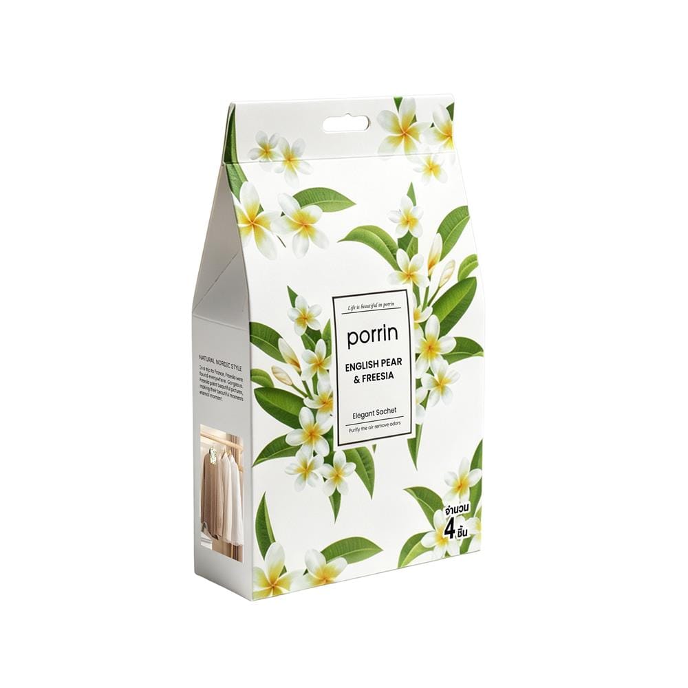 ถุงหอมปรับอากาศ PORRIN ENGLISH PEAR&FRESSIA 20 กรัม (แพ็ก 4 ชิ้น)