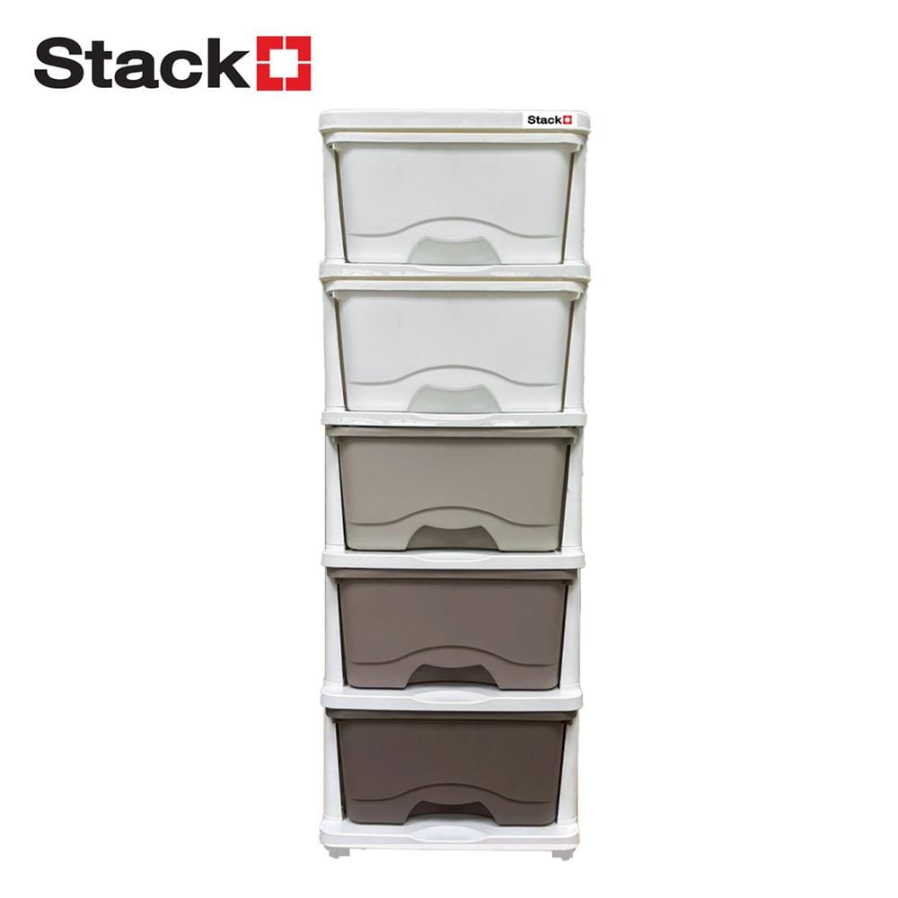 ตู้ลิ้นชัก 5 ชั้น STACKO KURI 33x43.5x96 ซม. สีขาว/น้ำตาล