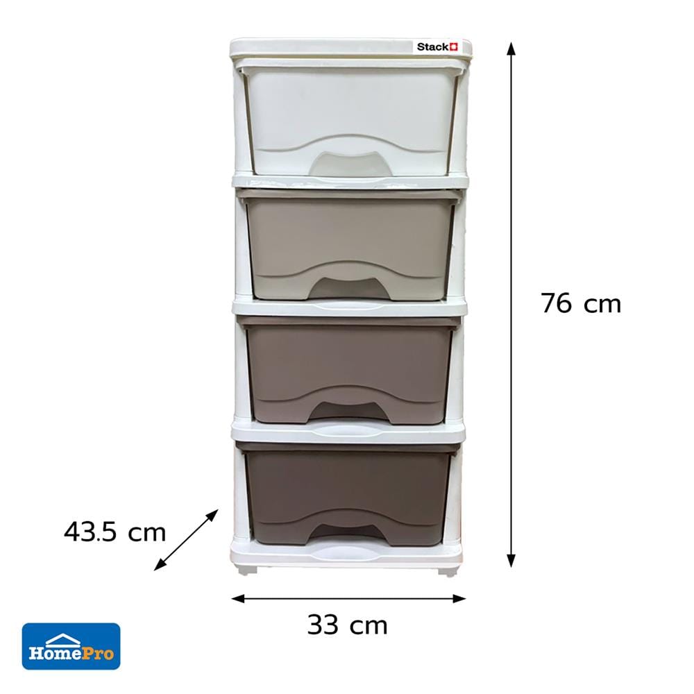 ตู้ลิ้นชัก 4 ชั้น STACKO KURI 33x43.5x76 ซม. สีขาว/น้ำตาล