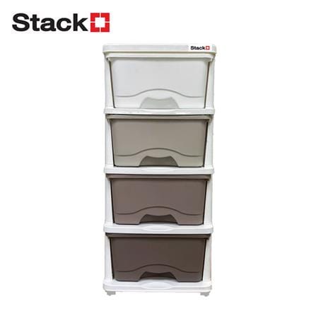 ตู้ลิ้นชัก 4 ชั้น STACKO KURI 33x43.5x76 ซม. สีขาว/น้ำตาล_0