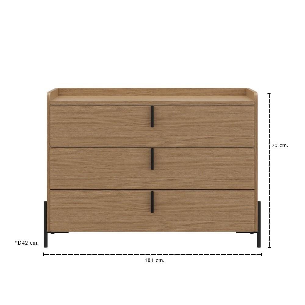 ตู้ลิ้นชัก 3 ชั้น SB FURNITURE WANATA 19239514 104x75 ซม. สีโอ๊ค