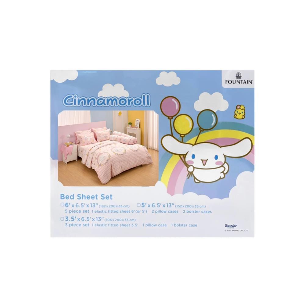 ชุดผ้าปูที่นอน 6 ฟุต (ชุด 5 ชิ้น) FOUNTAIN CINNAMOROLL 70106-FTC167