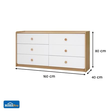 ตู้ลิ้นชัก 6 ลิ้นชัก FURDINI MARU 160 ซม. สี NT OAK/ขาว_10