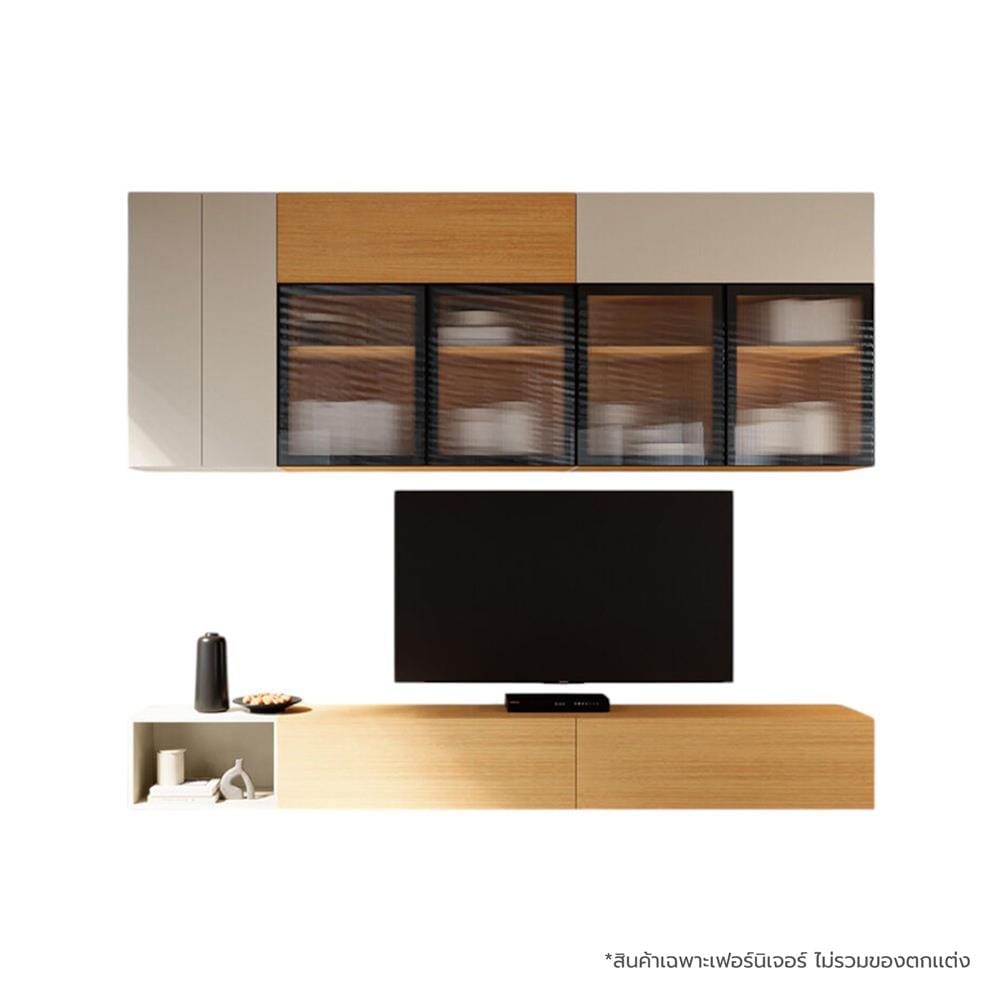 ชุดตู้วางทีวี SB BUILT IN WISEST 19239327 300 ซม. สีเทา/น้ำตาล