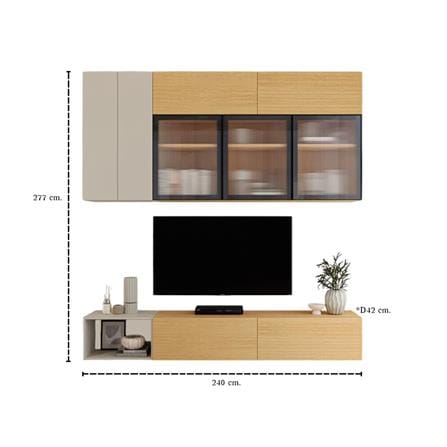 ชุดตู้วางทีวี SB BUILT IN WISEST 19239326 240 ซม. สีเทา/น้ำตาล_3
