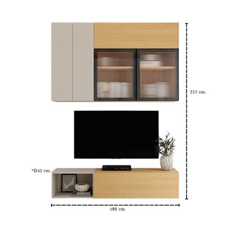 ชุดตู้วางทีวี SB BUILT IN WISEST 19239325 180 ซม. สีเทา/น้ำตาล_3