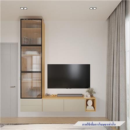 ชุดตู้วางทีวี SB BUILT IN WISEST 19239321 220 ซม. สีเทา/น้ำตาล_1