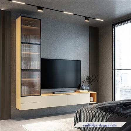 ชุดตู้วางทีวี SB BUILT IN WISEST 19239323 280 ซม. สีเทา/น้ำตาล_2