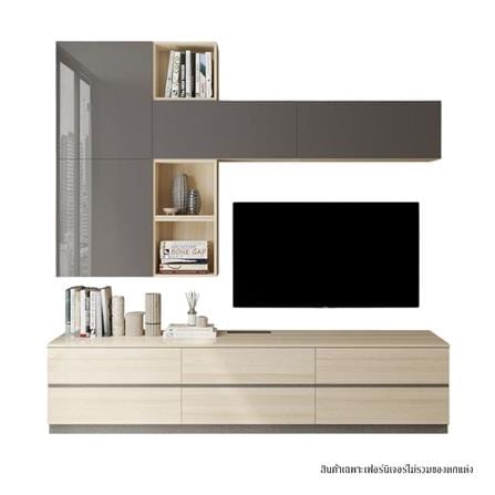 ชุดตู้วางทีวี SB BUILT IN WISEST 19238499 240 ซม. สีเทา/น้ำตาล_0