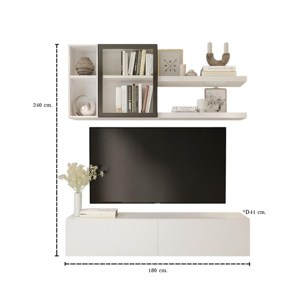 ชุดตู้วางทีวี SB BUILT IN WISEST 19238496 180 ซม. สีขาว