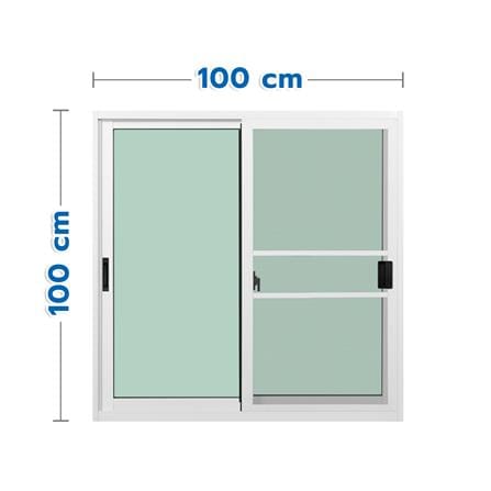 หน้าต่างบานเลื่อน อะลูมิเนียม S-S มุ้ง KPA ECO 100x100 ซม. สีขาว_0