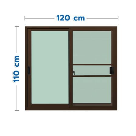 หน้าต่างบานเลื่อน อะลูมิเนียม S-S มุ้ง KPA ECO 120x110 ซม. สีชา_0