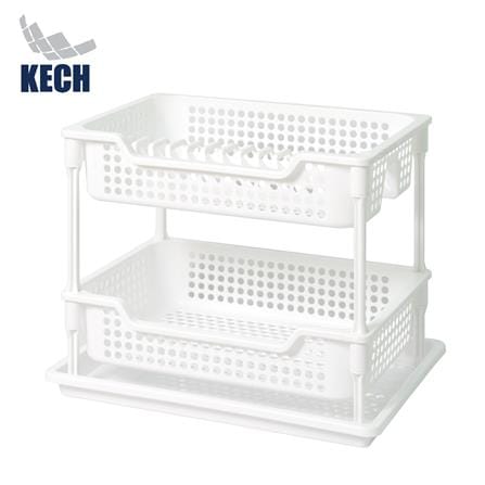 ชั้นคว่ำจานพลาสติก 2 ชั้นพร้อมถาดรองน้ำ KECH ZALE_0