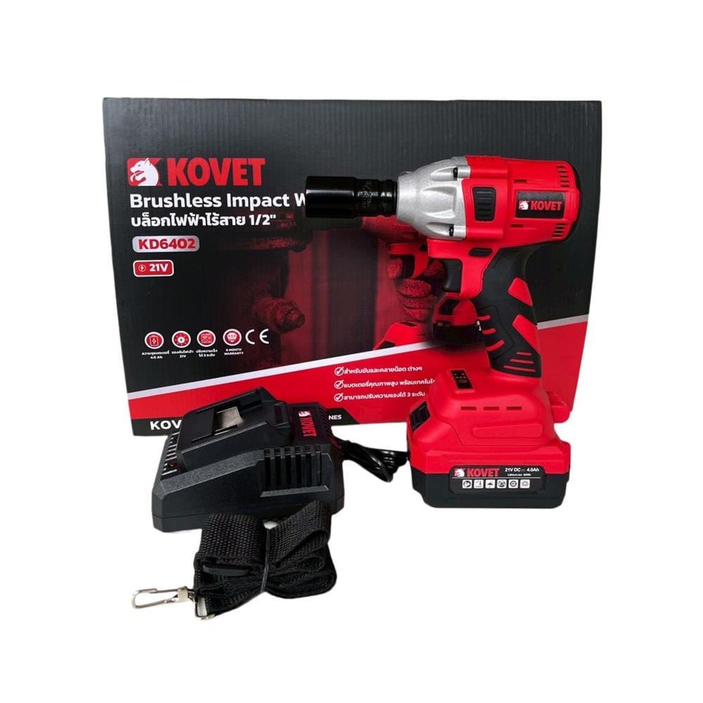 บล็อกไร้สาย (พร้อมแบตเตอรี่) KOVET KD6402 1/2 นิ้ว 21 โวลต์