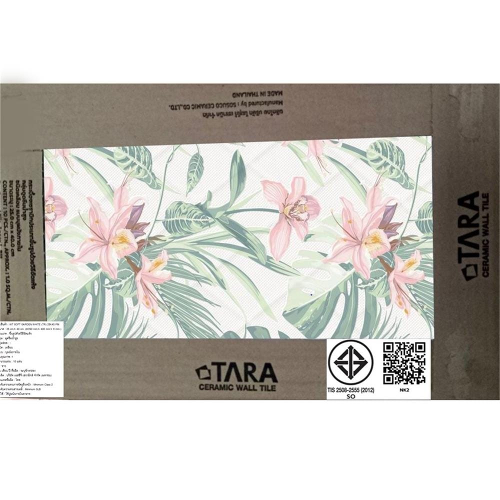 กระเบื้องผนัง 10x16 นิ้ว TARA ซอฟท์ การ์เด้น ขาว PM 1 ตร.ม.