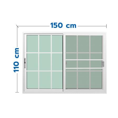 หน้าต่างบานเลื่อน อะลูมิเนียม S-S มุ้ง KPA 9 ฟัก 150x110 ซม. สีขาว_0