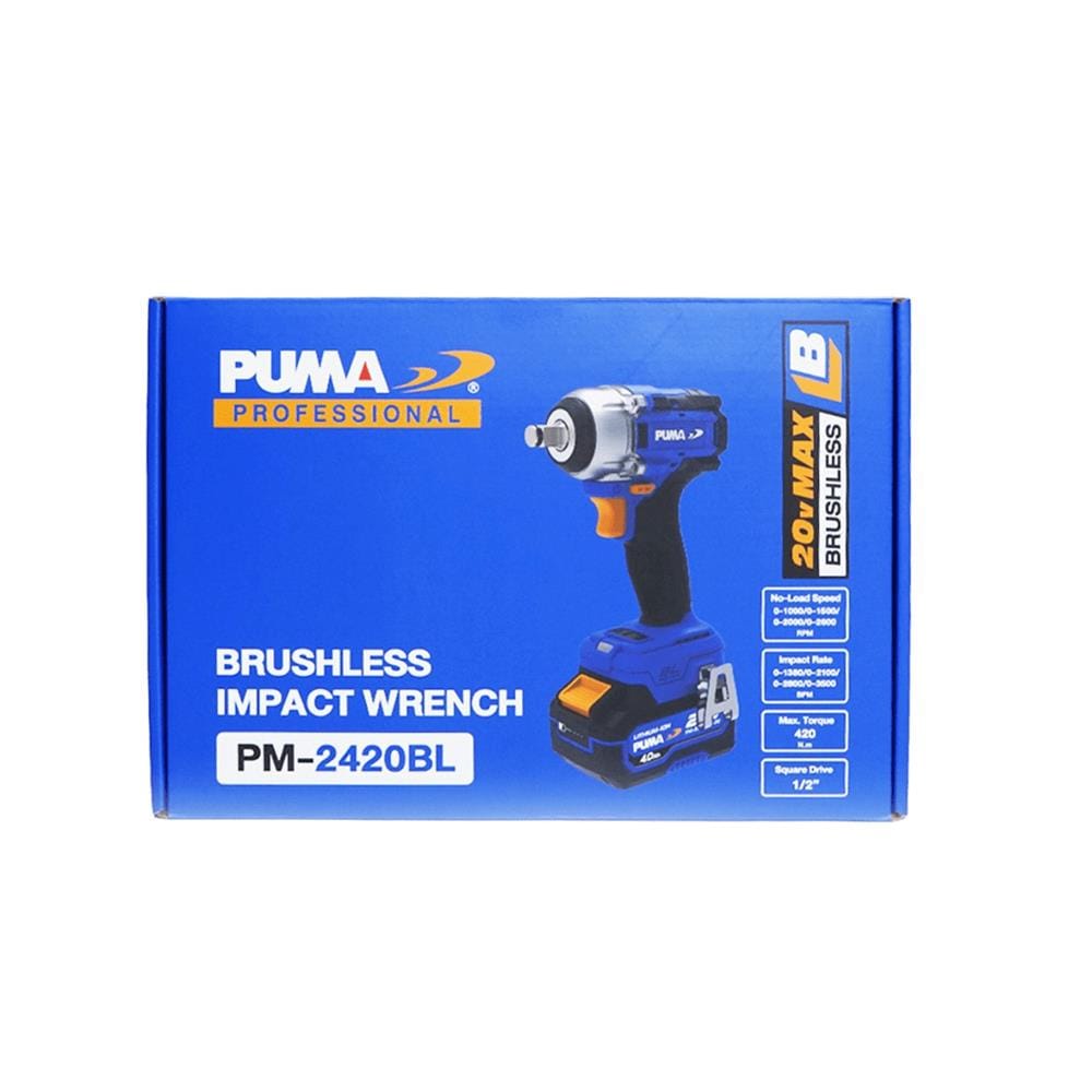 บล็อกกระแทกไร้สาย (พร้อมแบตเตอรี่) PUMA PM-2420BL 20 โวลต์