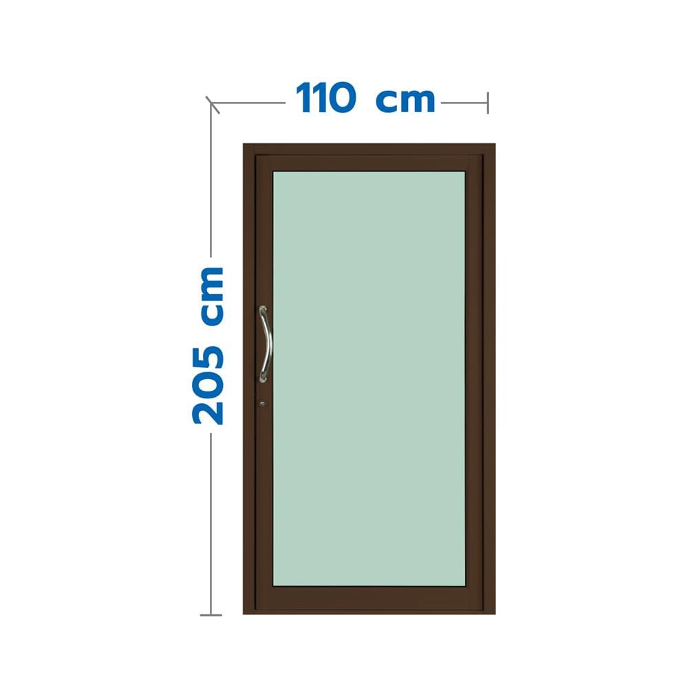 ประตูบานสวิงเดี่ยว อะลูมิเนียม KPA 110x205 ซม. สีชา
