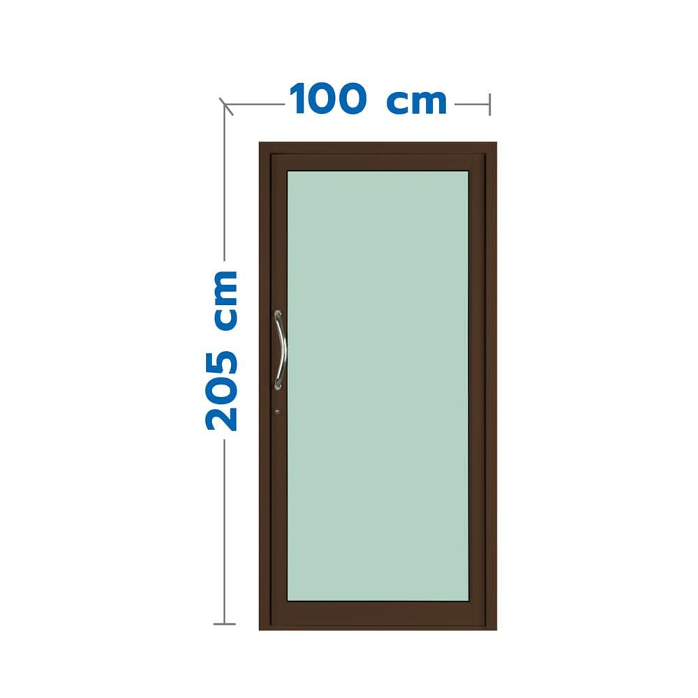 ประตูบานสวิงเดี่ยว อะลูมิเนียม KPA 100x205 ซม. สีชา