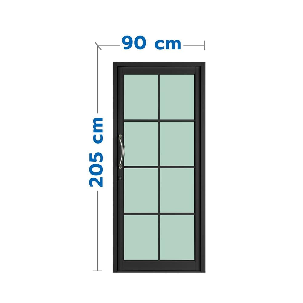 ประตูบานสวิงเดี่ยว อะลูมิเนียม 8 ฟัก KPA 90x205 ซม. สีดำ