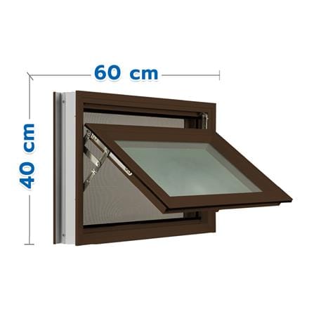 หน้าต่างบานกระทุ้ง อะลูมิเนียม มุ้ง KPA 60x40 ซม. สีชา_0