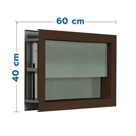 หน้าต่างบานกระจกซ้อน อะลูมิเนียม KPA 60x40 ซม. สีชา_0