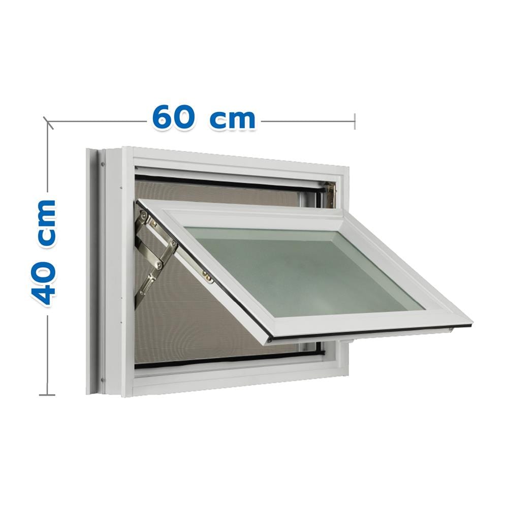 หน้าต่างบานกระทุ้ง อะลูมิเนียม มุ้ง KPA 60x40 ซม. สีขาว