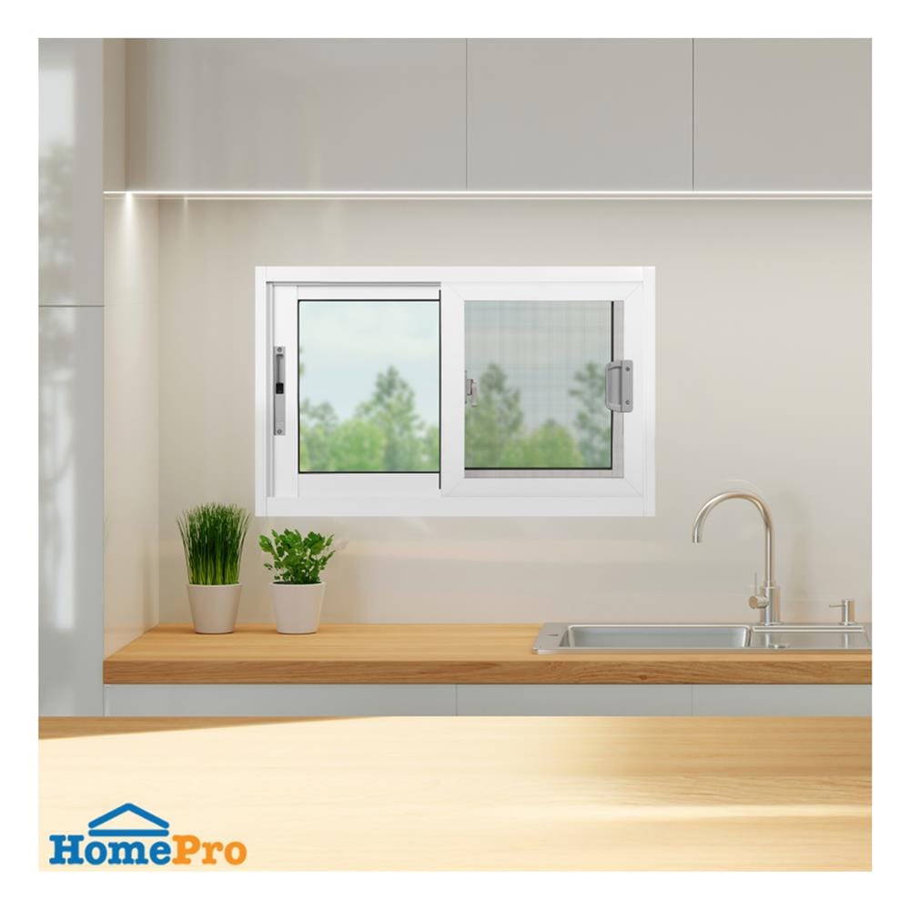 หน้าต่างบานเลื่อน อะลูมิเนียม S-S มุ้ง KPA 80x50 ซม. สีขาว