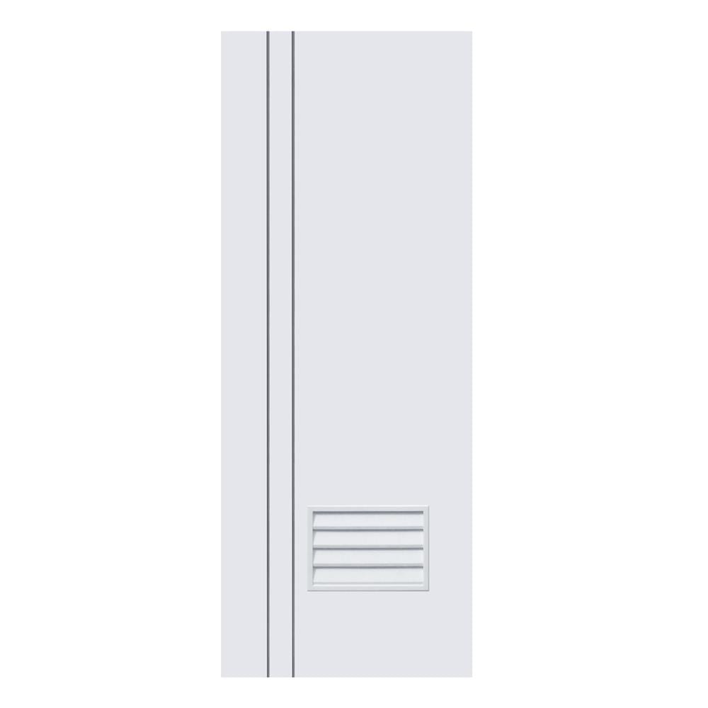 ประตูห้องน้ำ UPVC ไม่เจาะลูกบิด ECO-DOOR PG2 มีเกล็ด เซาะร่อง 70x180 ซม. สีขาว