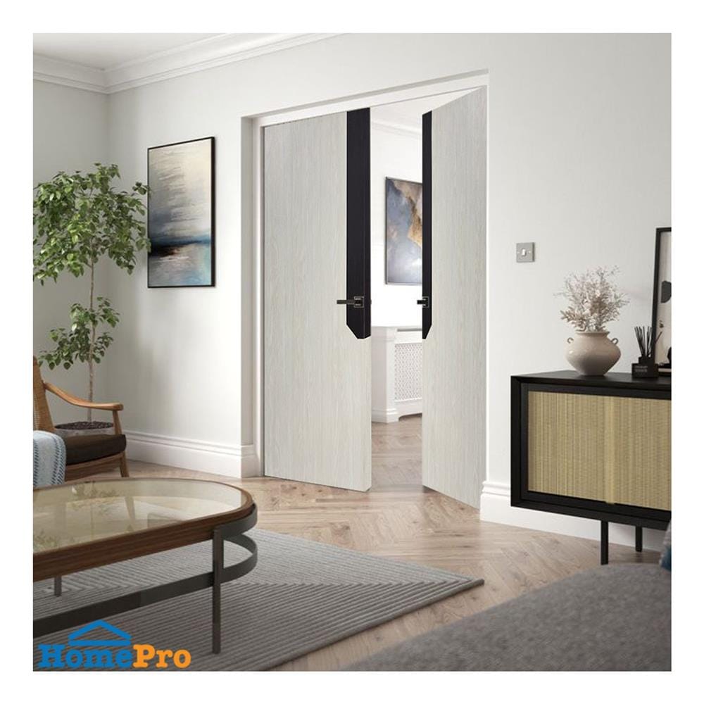 ประตูไม้ปิดผิว PVC N999 0738-2T 80x200 ซม. สีเบจ