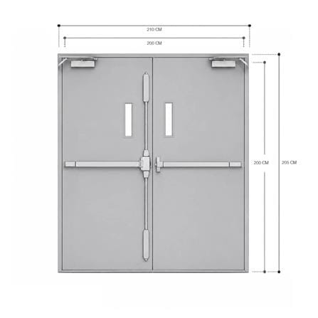 ชุดประตูเหล็กทนไฟ กระจก VECO 200x200 ซม. สีเทา_4