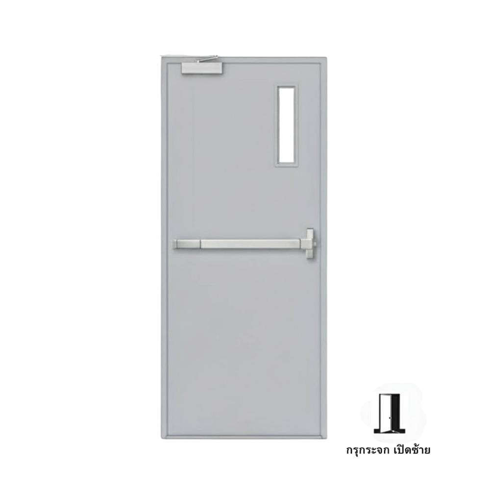 ชุดประตูเหล็กทนไฟ กระจก VECO 100x200 ซม. สีเทา (เปิดด้านซ้าย ออกด้านนอก)