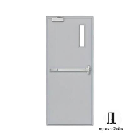 ชุดประตูเหล็กทนไฟ กระจก VECO 100x200 ซม. สีเทา (เปิดด้านซ้าย ออกด้านนอก)_0