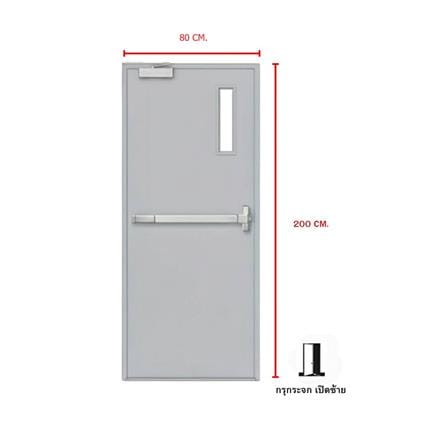 ชุดประตูเหล็กทนไฟ กระจก VECO 80x200 ซม. สีเทา (เปิดด้านซ้าย ออกด้านนอก)_4