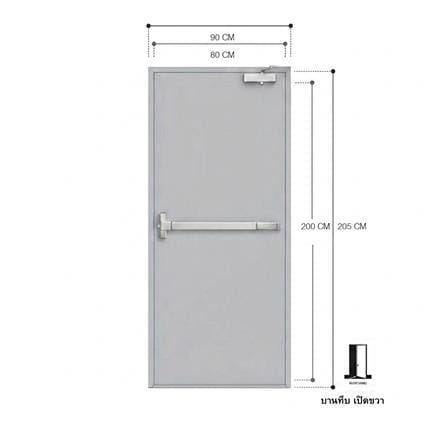 ชุดประตูเหล็กทนไฟ VECO 80x200 ซม. สีเทา (เปิดด้านขวา ออกด้านนอก)_5