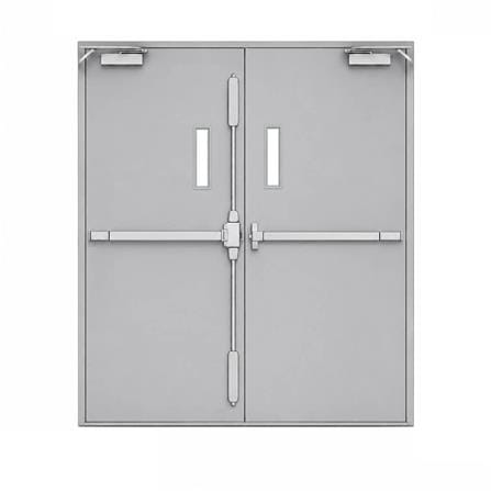 ชุดประตูเหล็กทนไฟ กระจก VECO 180x200 ซม. สีเทา_0