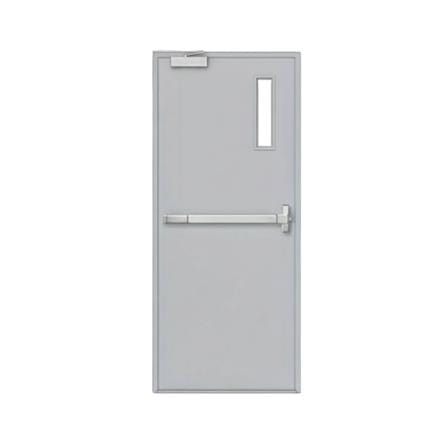 ชุดประตูเหล็กทนไฟ กระจก VECO 90x200 ซม. สีเทา (เปิดด้านซ้าย ออกด้านนอก)_0