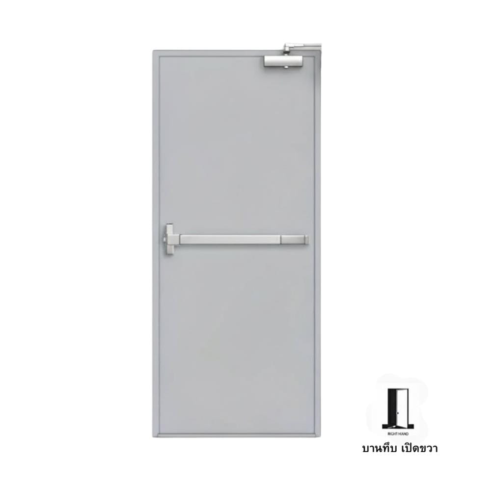 ชุดประตูเหล็กทนไฟ VECO 100x200 ซม. สีเทา (เปิดด้านขวา ออกด้านนอก)