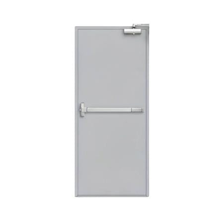 ชุดประตูเหล็กทนไฟ VECO 100x200 ซม. สีเทา (เปิดด้านขวา ออกด้านนอก)_0