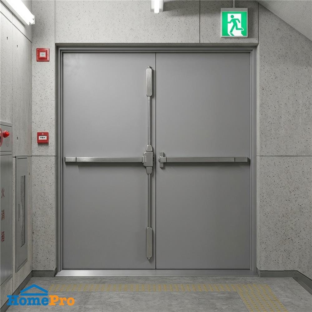 ชุดประตูเหล็กทนไฟ VECO 180x200 ซม. สีเทา