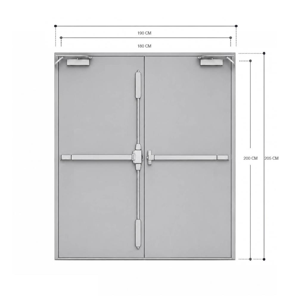 ชุดประตูเหล็กทนไฟ VECO 180x200 ซม. สีเทา