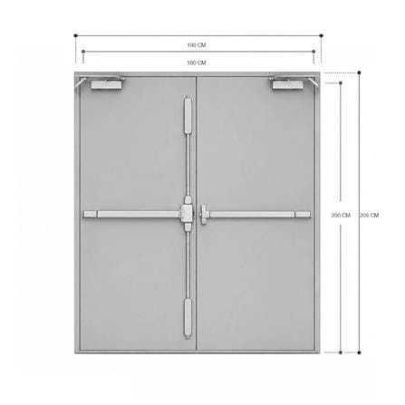 ชุดประตูเหล็กทนไฟ VECO 180x200 ซม. สีเทา_4