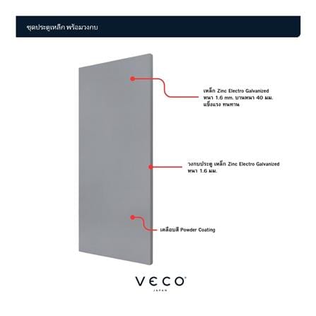 ชุดประตูเหล็ก ไม่เจาะลูกบิด VECO 80x200 ซม. สีเทา_1