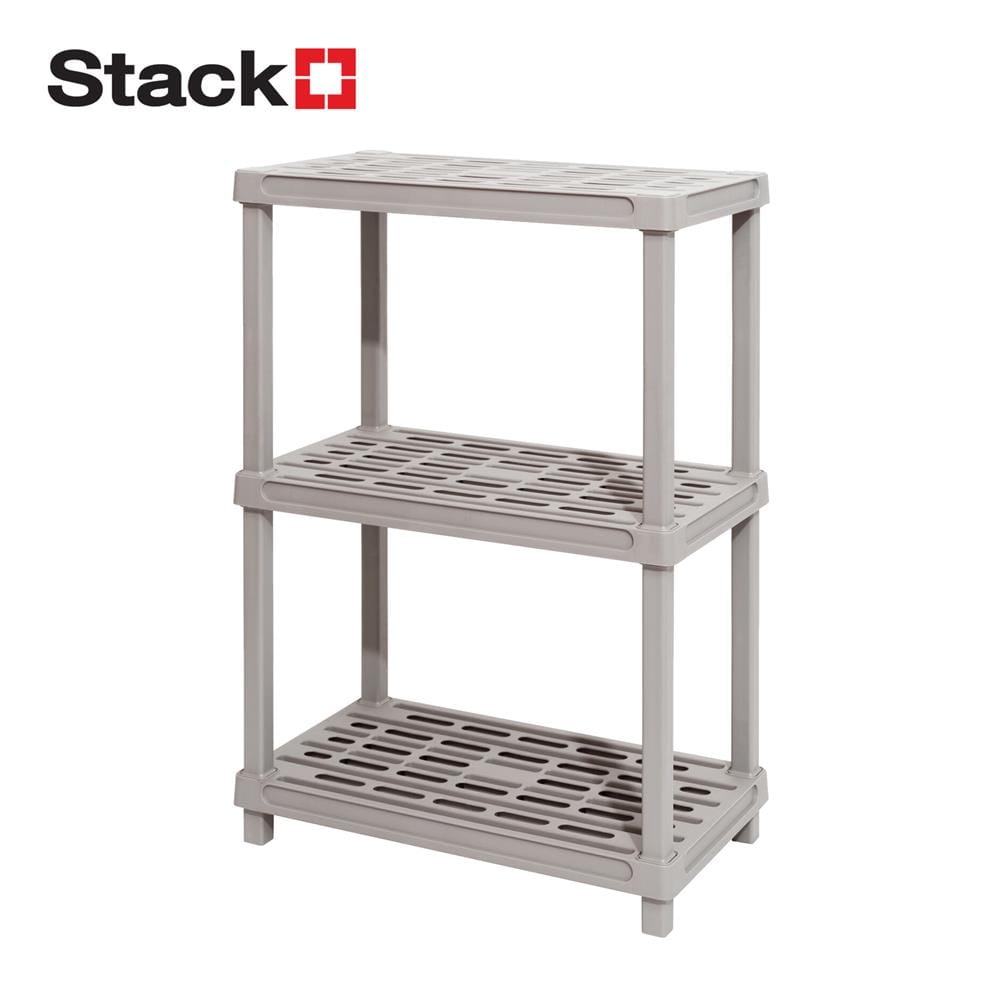 ชั้นพลาสติก 3 ชั้น STACKO 60x35x88 ซม. สีเทาอ่อน
