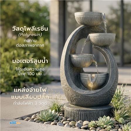 น้ำพุน้ำล้นตั้งพื้น SPRING TARA สีดำ/เทา_7