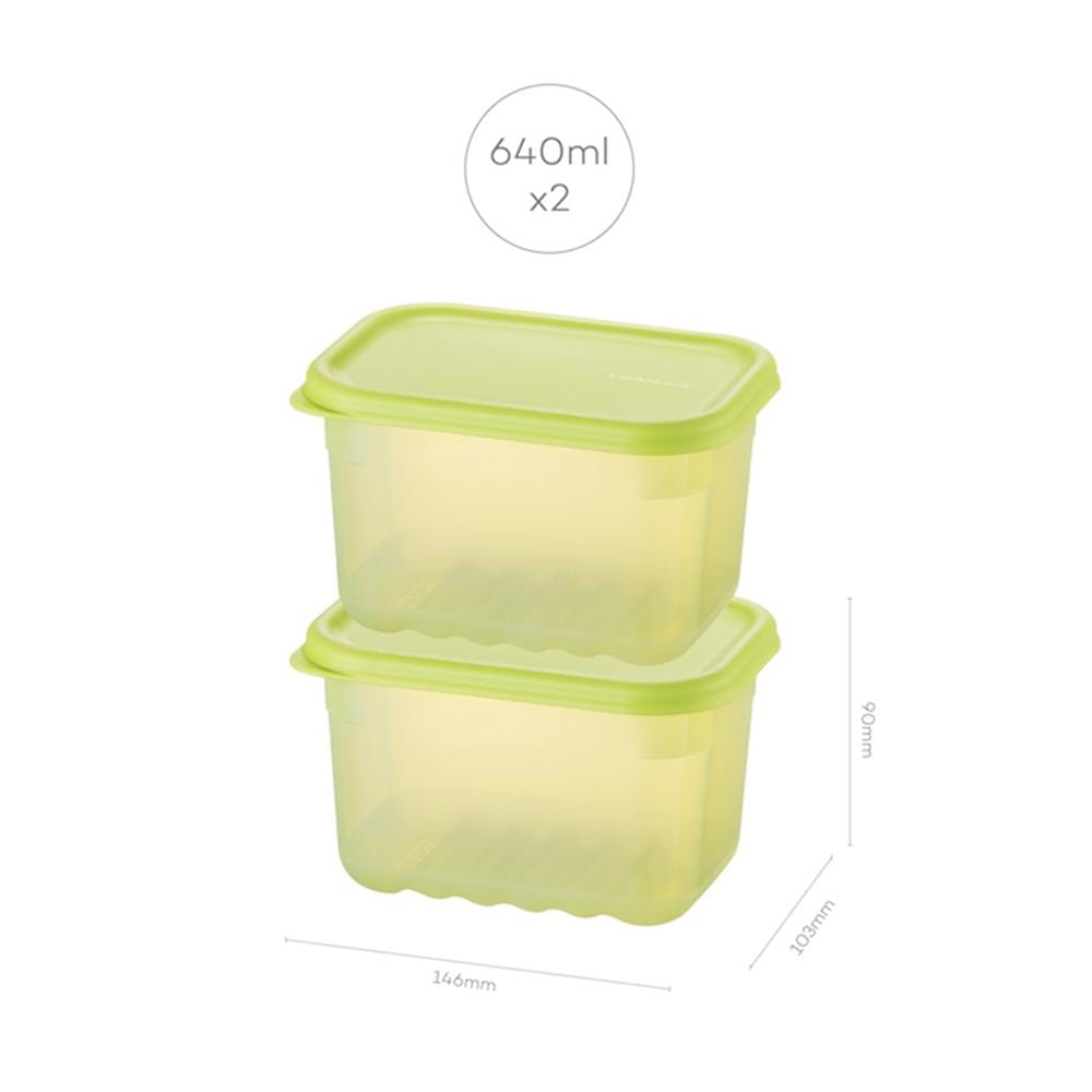 กล่องอาหาร LOCKNLOCK SMART KEEP FRESH HLE5200NS2 0.64 ลิตร สีเขียว (แพ็ก 2 ชิ้น)