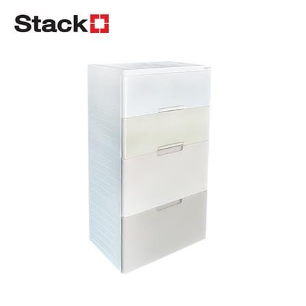 ตู้ลิ้นชัก 4 ชั้น STACKO KURI 38x58x109 ซม. สีขาว/น้ำตาล_0