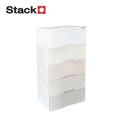 ตู้ลิ้นชัก 5 ชั้น STACKO KURI 58x38x110 ซม. สีขาว/น้ำตาล_0